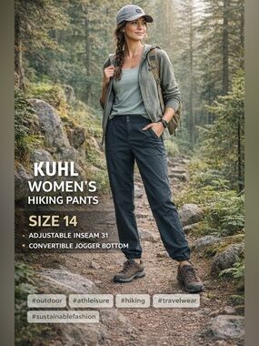 Kuhl Women’s Hiking Pants Size 14 Black Convertible Jogger Outdoor Trail Pants